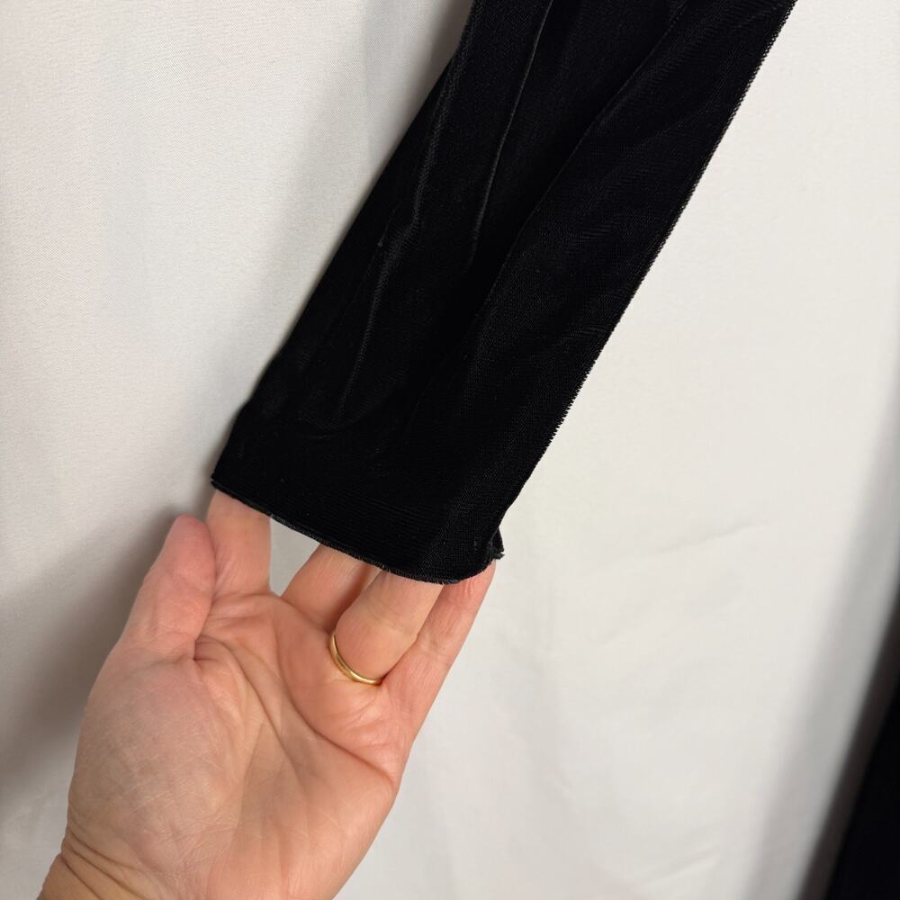 Vintage 1980s Gunne Sax Jessica McClintock Black Velvet Midi Dress Basque 9 - Picture 6 of 16